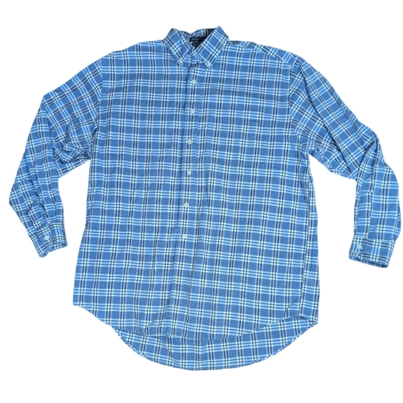 Abercrombie & Fitch Men's Large The Big Shirt Blue Plaid Button Down Long Sleeve - Picture 1 of 5